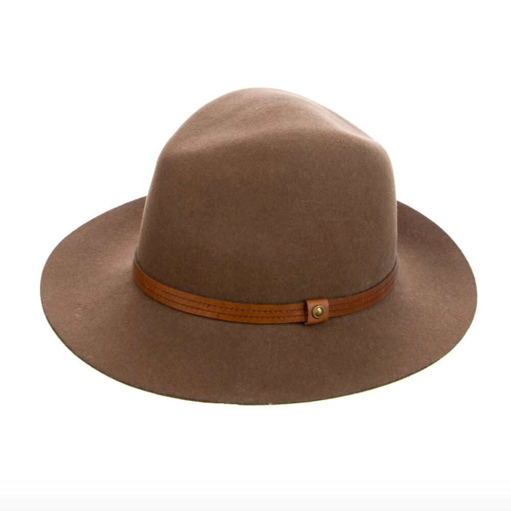 Brown Rag & Bone felted wool hat with leather band. Size medium.